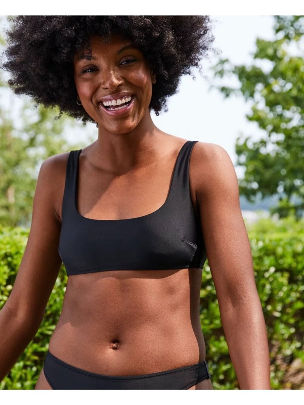 NEW Aerie Black Tie Back Scoop Bikini Top - Size: Small